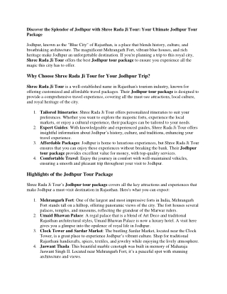 Jodhpur Tour Package