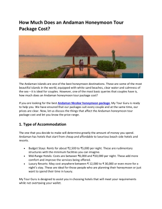 how much does an andaman honeymoon tour package
