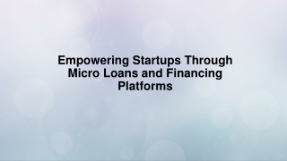 Empowering Startups Through Micro Loans and Financing Platforms