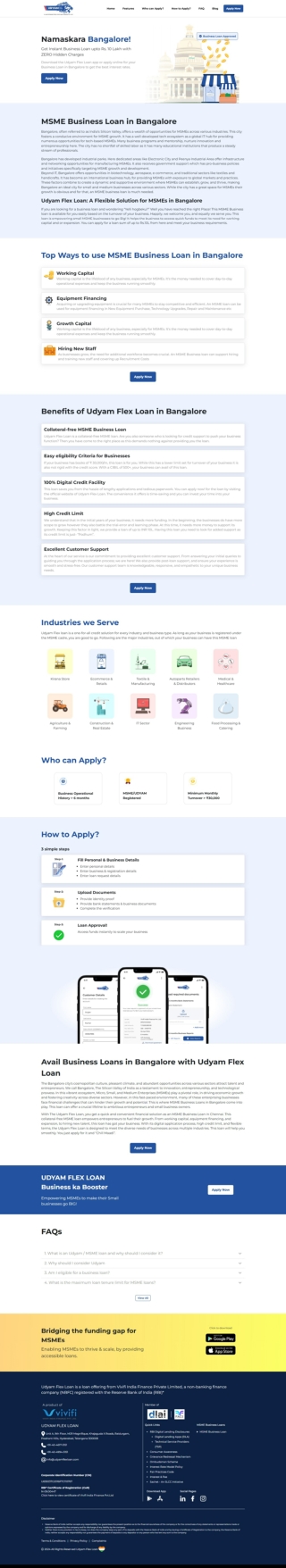 Apply for Instant MSME Business Loan in Bangalore   Udyam Loan