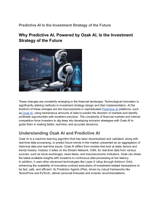 predictive ai is the investment strategy
