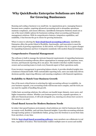 Why QuickBooks Enterprise Solutions are Ideal for Growing Businesses
