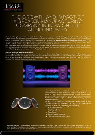 The Growth and Impact of a Speaker Manufacturing Company in India on the Audio Industry