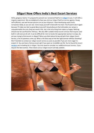 Siliguri Now Offers India's Best Escort Services