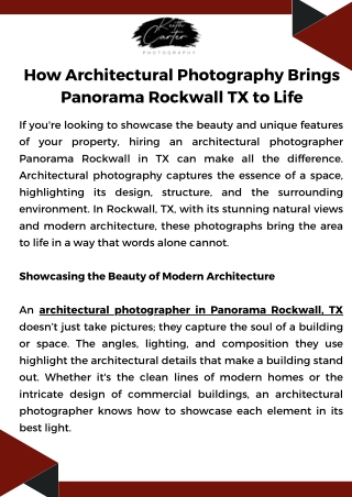 Expert Architectural Photographer for Panoramic Views in Rockwall, TX