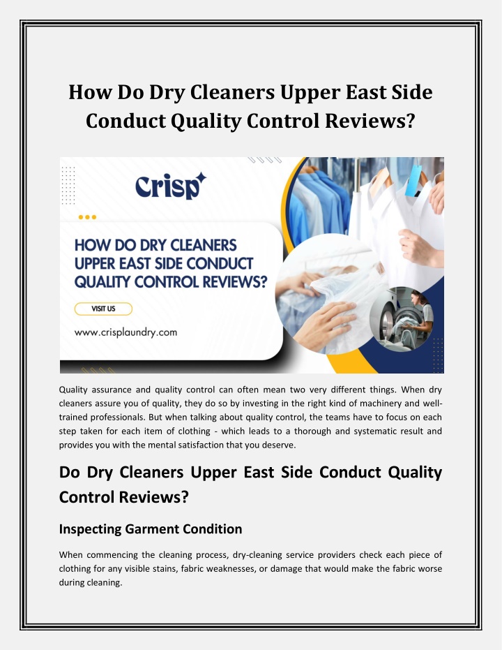 how do dry cleaners upper east side conduct