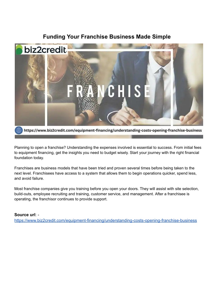 funding your franchise business made simple