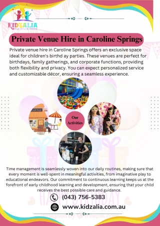 Private Venue Hire in Caroline Springs  | KidZalia | PDF