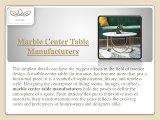 Center of Attention: Premier Marble Center Table Manufacturers Transform Living