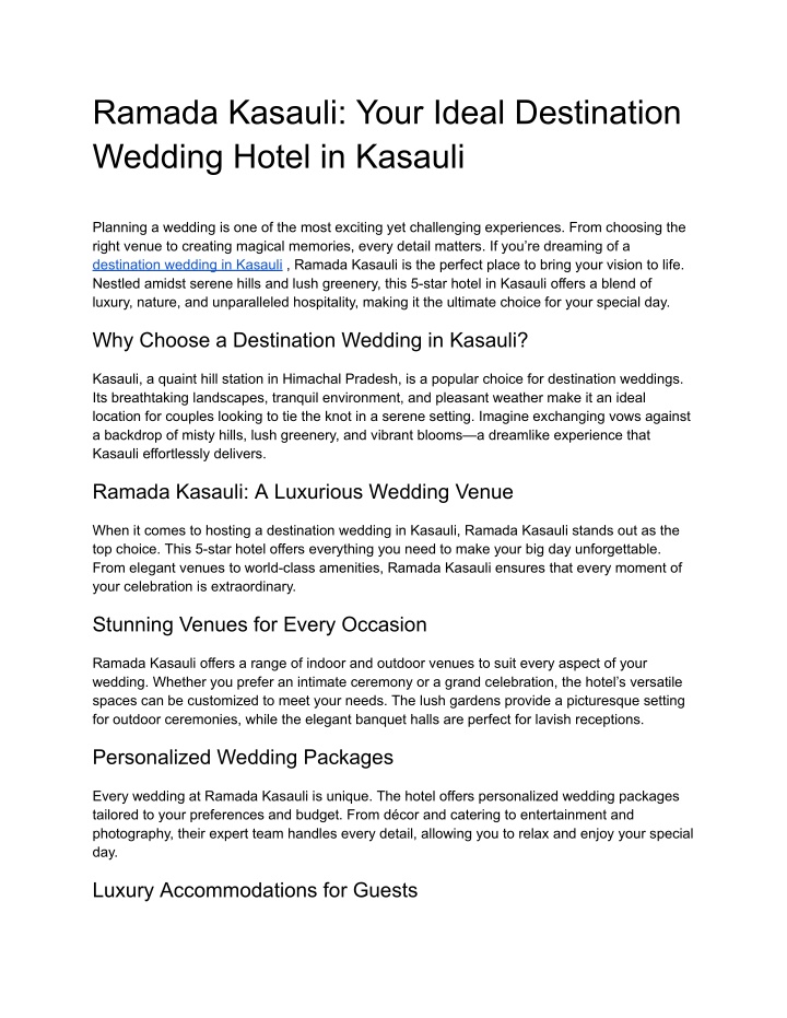 ramada kasauli your ideal destination wedding