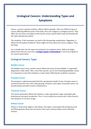 urological cancers understanding types