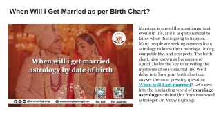 when will i get married as per birth chart