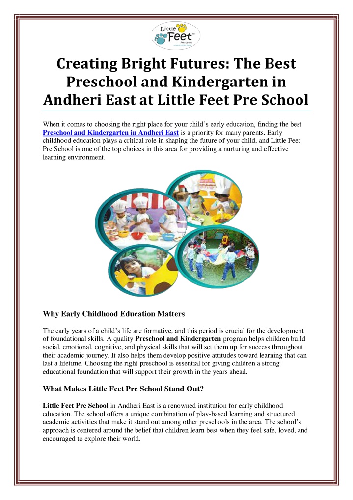 creating bright futures the best preschool