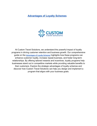 Advantages of Loyalty Schemes - Custom Travel Solutions