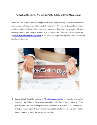 Navigating the Storm - A Guide to Public Relations Crisis Management