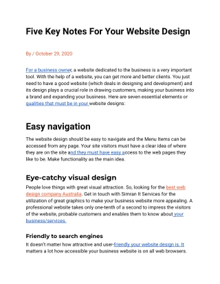 five key notes for your website design