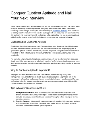 Conquer Quotients Aptitude and Nail Your Next Interview