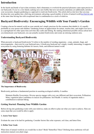 Backyard Biodiversity: Encouraging Wildlife with Your Family's Garden