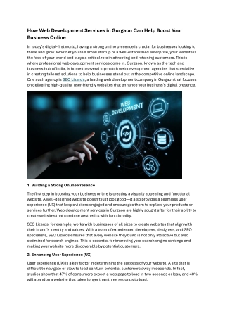 How Web Development Services in Gurgaon Can Help Boost Your Business Online