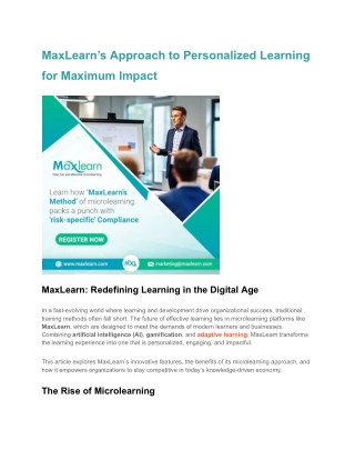 maxlearn s approach to personalized learning