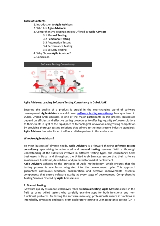 table of contents 1 introduction to agile