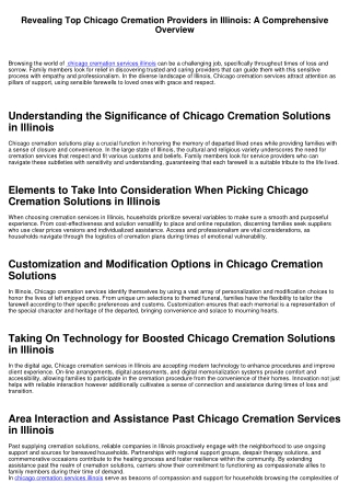 Unveiling Top Chicago Cremation Services in Illinois: A Comprehensive Guide