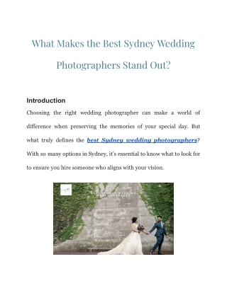 What Makes the Best Sydney Wedding Photographers Stand Out