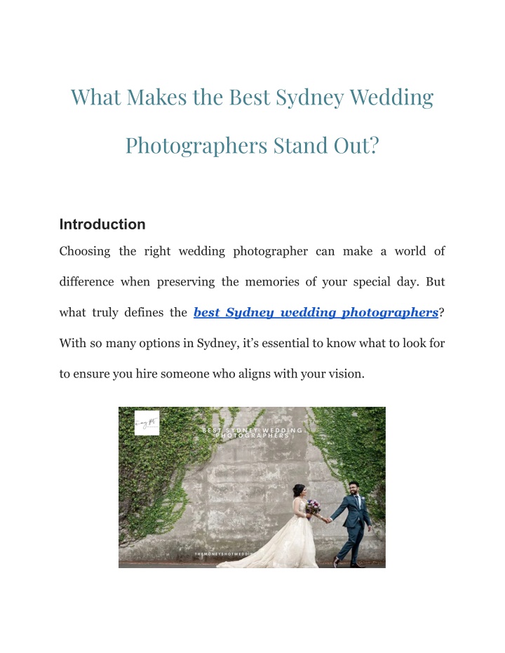 what makes the best sydney wedding