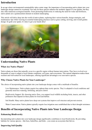 Incorporating Native Plants into Your Landscape Design