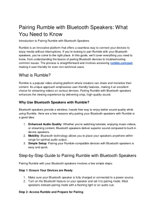 pairing rumble with bluetooth speakers what