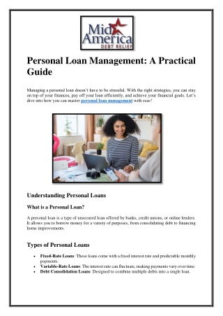personal loan management a practical guide