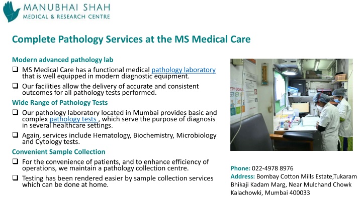 complete pathology services at the ms medical care