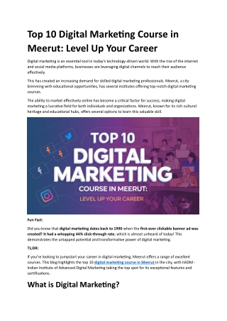 top 10 digital marketing course in meerut level