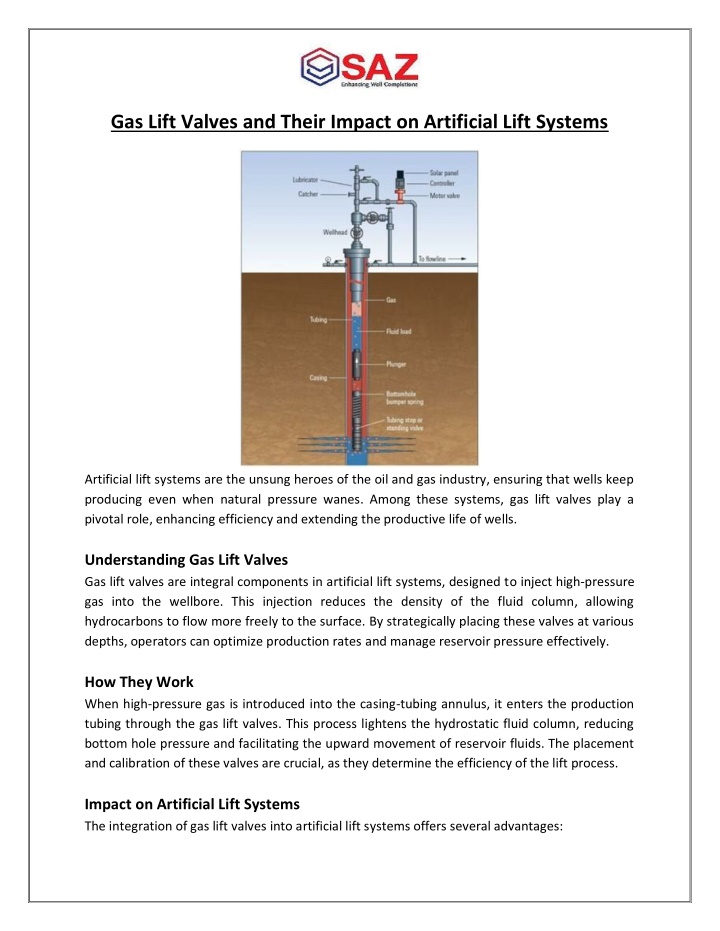 gas lift valves and their impact on artificial