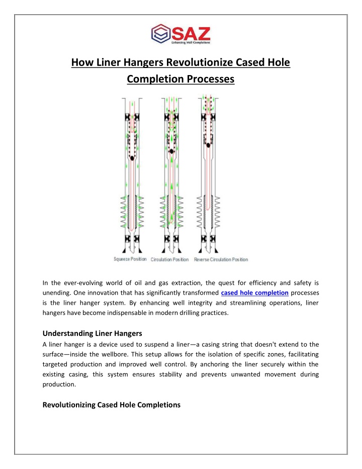 how liner hangers revolutionize cased hole