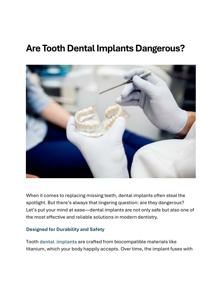 are tooth dental implants dangerous