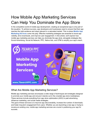 how mobile app marketing services can help