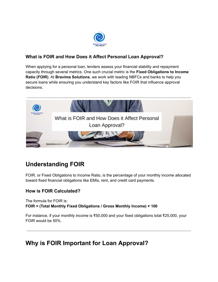 what is foir and how does it affect personal loan