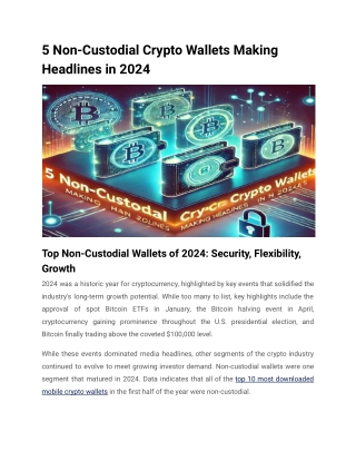 5 non custodial crypto wallets making headlines