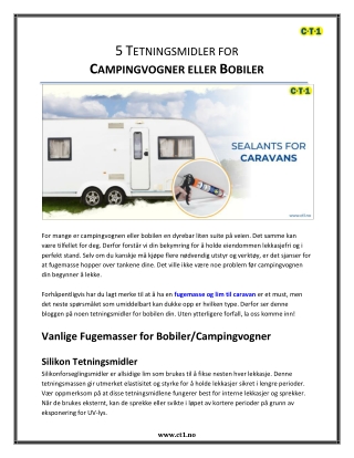 5 Tetningsmidler for Campingvogner eller Bobiler