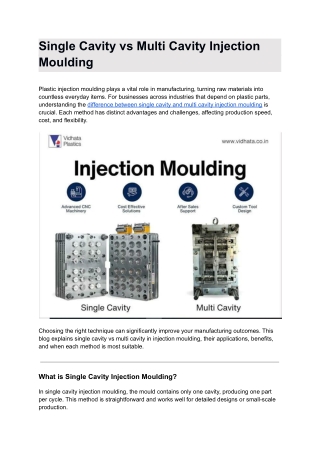 Single Cavity vs Multi Cavity Injection Moulding