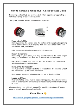 How to Remove a Wheel Hub