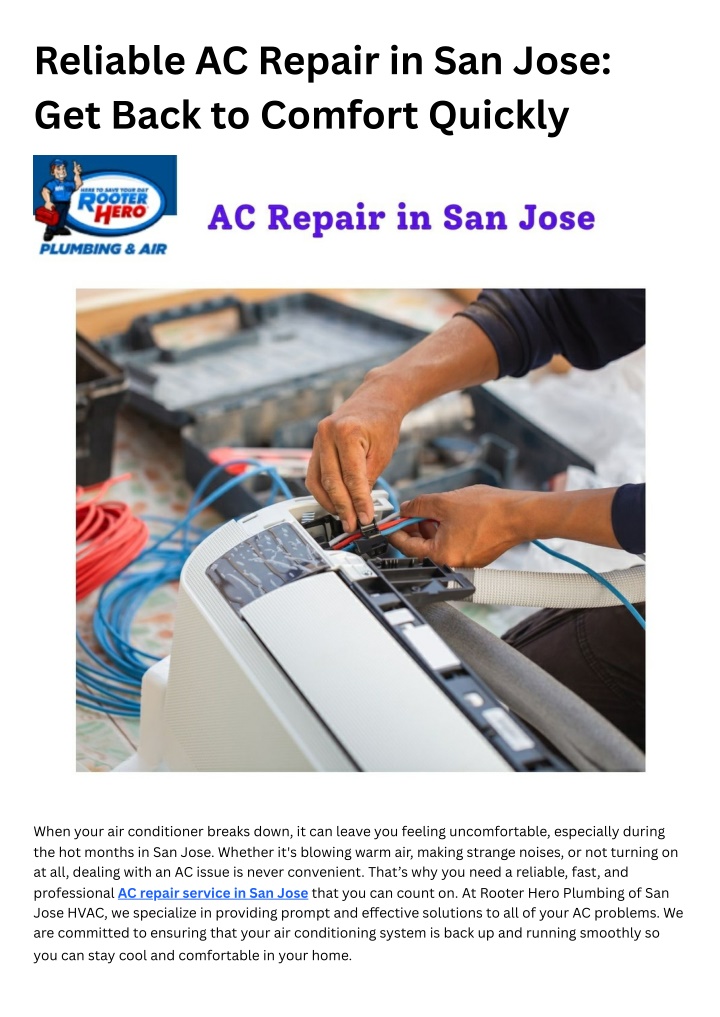 reliable ac repair in san jose get back