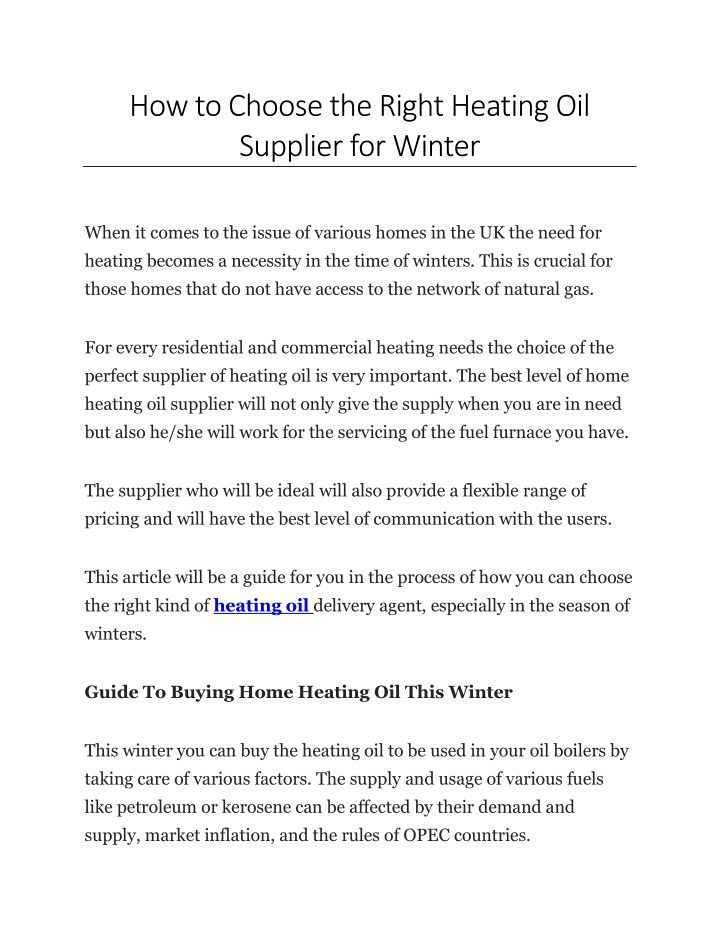 how to choose the right heating oil supplier