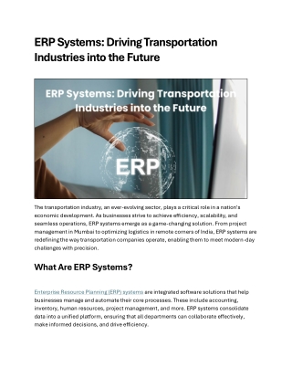 erp systems driving transportation industries