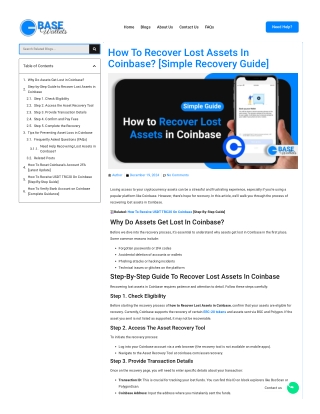 How to Recover Lost Assets in Coinbase? [Simple Recovery Guide]