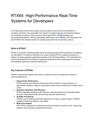 RTX64_ High-Performance Real-Time Systems for Developers