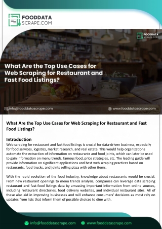 Use Cases for Web Scraping for Restaurant and Fast Food Listings