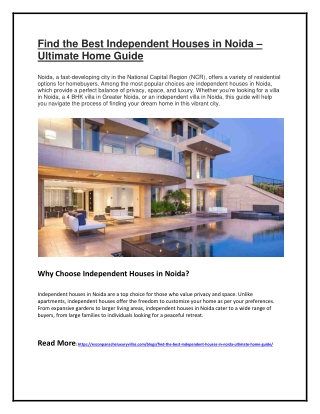 Find the Best Independent Houses in Noida
