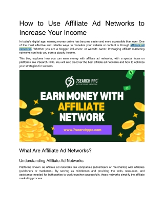 how to use affiliate ad networks to increase your